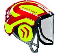 Protos casco di sicurezza integrale arborist protezione dell'udito, caratteristiche: visiera fine, colore: rosso/giallo