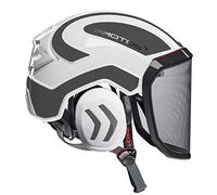 Protos - Casco integrale di sicurezza, colore bianco/grigio, con visiera fine