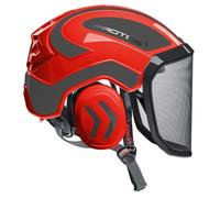 Protos Sicherheitshelm Integral Arborist feines Visier, Farbe: Rot/Grau