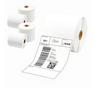 Protrade 4 rotoli di etichette termiche 100 x 150 mm, 500 etichette per rotolo, perforate, angoli arrotondati, senza BPA, forte aderenza, compatibile con Zebra, Godex, TSC, Brother
