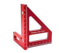 Protrattore quadrato in legno 45 90 gradi Miter triangolare Rulero Strumento di misurazione di misurazione del layout per l'ingegnere Carpenter Durevole in lega di precisione in (Rosso)