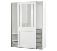 ProTuning Armadio PAX/GRIMO con ante scorrevoli, 150x66x201 cm, bianco/vetro trasparente bianco