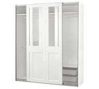 ProTuning Armadio PAX/GRIMO con ante scorrevoli, 200x66x236 cm, bianco/vetro trasparente bianco