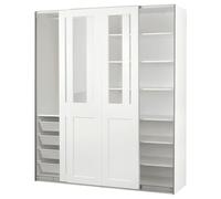 ProTuning Armadio PAX/GRIMO con ante scorrevoli, 200x66x236 cm, bianco/vetro trasparente bianco