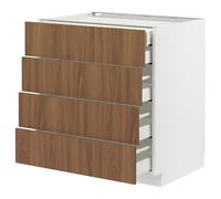 ProTuning METOD/MAXIMERA Base cb 4 frnts/2 basso/3 md drwrs, bianco/effetto noce marrone Tistorp, 80x60 cm