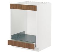 ProTuning METOD/MAXIMERA Cabina base per piano cottura+forno con cassetto, bianco/Tistorp effetto noce marrone, 60x60 cm