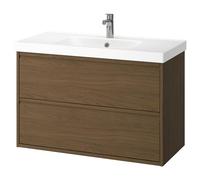 ProTuning ORRSJÖN/ÄNGSJÖN Lavatoio-stnd w cassetti/lavabo/rubinetto, effetto rovere marrone, 102x49x69 cm