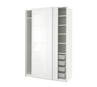ProTuning PAX/FÄRVIK Combinazione guardaroba, vetro bianco/bianco, 150x66x236 cm