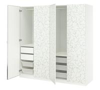 ProTuning PAX/LINNABERG/ÅHEIM Combinazione guardaroba, fantasia bianca/vetro a specchio, 200x66x201 cm