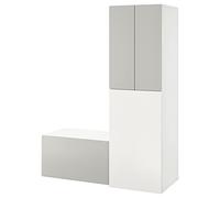 ProTuning SMÅSTAD Armadio con unità estraibile, grigio bianco/con panca portaoggetti, 150x57x196 cm