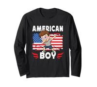Proud American Boy Dab Pose American Son Guy USA Flag Maglia a Manica