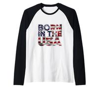 Proud Born in The USA Novelty Graphic Tees & Cool Designs Maglia con Maniche Raglan