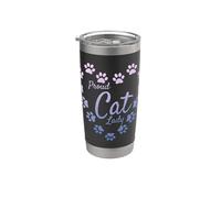 Proud Cat Lady Heart Paw Prints Pastello viola Bicchiere termico in acciaio inox doppia parete