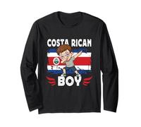 Proud Costa Rican Boy Son Dab Pose Costa Rica Flag Maglia a Manica
