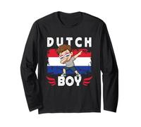 Proud Dutch Boy Dab Pose Dutch Son Guy Netherlands Flag Maglia a Manica