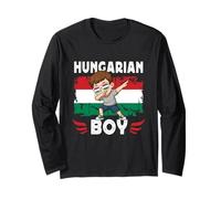 Proud Hungarian Boy Dab Pose Hungarian Son Guy Hungary Flag Maglia a Manica