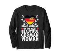 Proud Husband of Beautiful German Wife Germany Flag Maglia a Manica