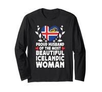 Proud Husband of Beautiful Icelandic Wife Iceland Flag Maglia a Manica