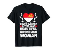 Proud Husband of Beautiful Indonesian Wife Indonesia Flag Maglietta