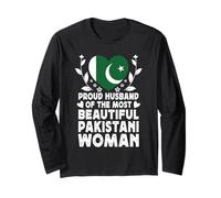 Proud Husband of Beautiful Pakistani Wife Pakistan Flag Maglia a Manica