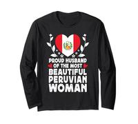 Proud Husband of Beautiful Peruvian Wife Peru Flag Maglia a Manica