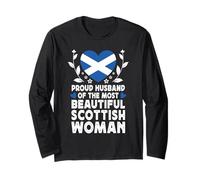 Proud Husband of Beautiful Scottish Wife Scotland Flag Maglia a Manica
