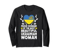 Proud Husband of Beautiful Ukrainian Wife Ukraine Flag Maglia a Manica