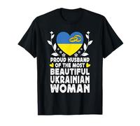Proud Husband of Beautiful Ukrainian Wife Ukraine Flag Maglietta