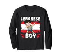 Proud Lebanese Boy Dab Pose Lebanese Son Guy Lebanon Flag Maglia a Manica