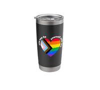 Proud LGBTQ Ally Rainbow Equality Heart Flag Be Yourself Bicchiere termico in acciaio inox doppia parete
