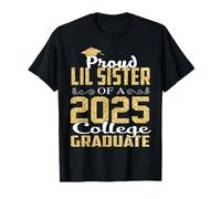 Proud LIL Sister Of 2025 Graduate College Shirt Graduazione Maglietta