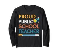 Proud Public School Teacher Teach Funny Teachers Maglia a Manica