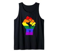Proud Raised Fist in Rainbow Colors Lesbian Gay Rights Canotta