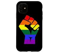 Proud Raised Fist in Rainbow Colors Lesbian Gay Rights Custodia per iPhone 11
