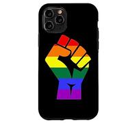 Proud Raised Fist in Rainbow Colors Lesbian Gay Rights Custodia per iPhone 11 Pro
