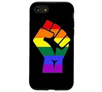 Proud Raised Fist in Rainbow Colors Lesbian Gay Rights Custodia per iPhone SE (2020) / 7/8