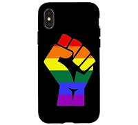 Proud Raised Fist in Rainbow Colors Lesbian Gay Rights Custodia per iPhone X/XS