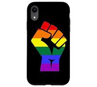 Proud Raised Fist in Rainbow Colors Lesbian Gay Rights Custodia per iPhone XR