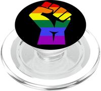 Proud Raised Fist in Rainbow Colors Lesbian Gay Rights PopSockets PopGrip per MagSafe