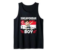 Proud Singaporean Boy Son Dab Pose Singapore Flag Canotta