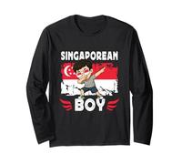 Proud Singaporean Boy Son Dab Pose Singapore Flag Maglia a Manica