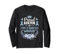 Proud Sister of Type 1 Diabetic Warrior Design Diabetes Maglia a Manica