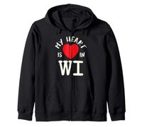 Proud State My Heart Is in Wi Wisconsin Felpa con Cappuccio