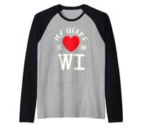 Proud State My Heart Is in Wi Wisconsin Maglia con Maniche Raglan