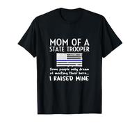 Proud State Trooper Mom Mother Thin Blue Line Bandiera Americana Maglietta