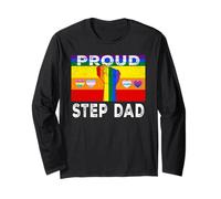 Proud Stepdad LGBTQ Rainbow Flag Step Dad LGBT Pride Month Maglia a Manica