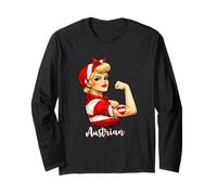 Proud Strong Austrian Girl Woman Girlfriend Austria Flag Maglia a Manica