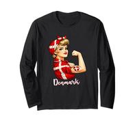 Proud Strong Danish Girl Woman Girlfriend Denmark Flag Maglia a Manica