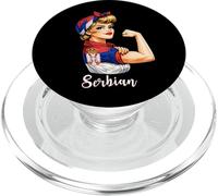 Proud Strong Serbian Girl Woman Girlfriend Serbia Flag PopSockets PopGrip per MagSafe