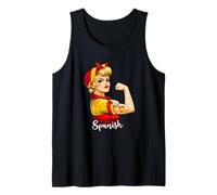 Proud Strong Spanish Girl Woman Girlfriend Spain Flag Canotta